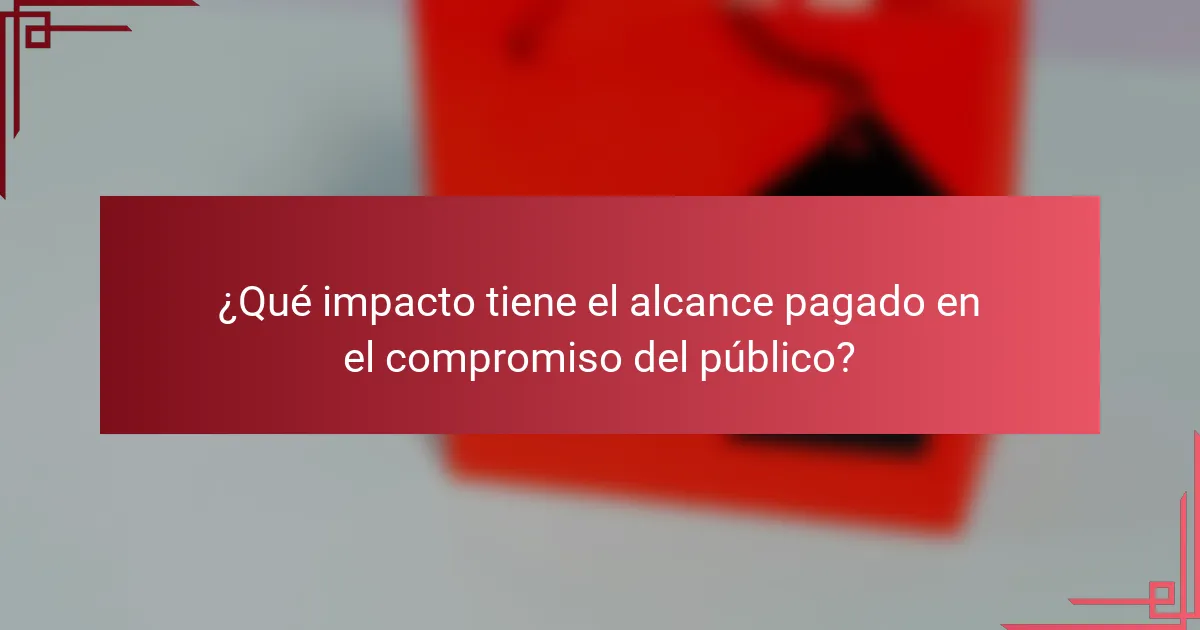 ¿Qué impacto tiene el alcance pagado en el compromiso del público?