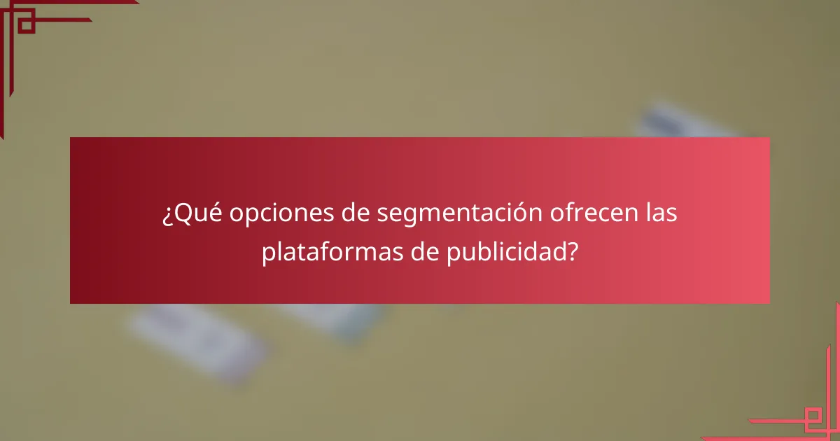 ¿Qué opciones de segmentación ofrecen las plataformas de publicidad?
